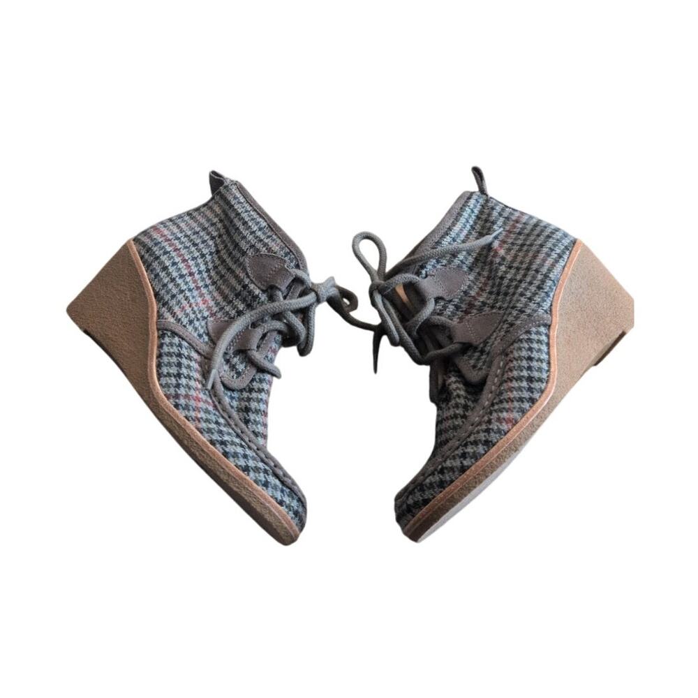 G.H. Bass & Co. Tweed Wedge Boots | Size 9M | Gray, Red & Tan | Never Worn - Picture 3 of 6